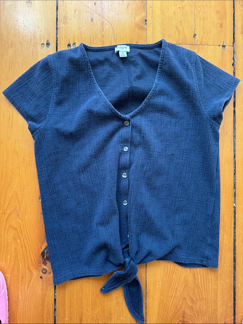 J. Crew Navy Short-Sleeve Tie-Front